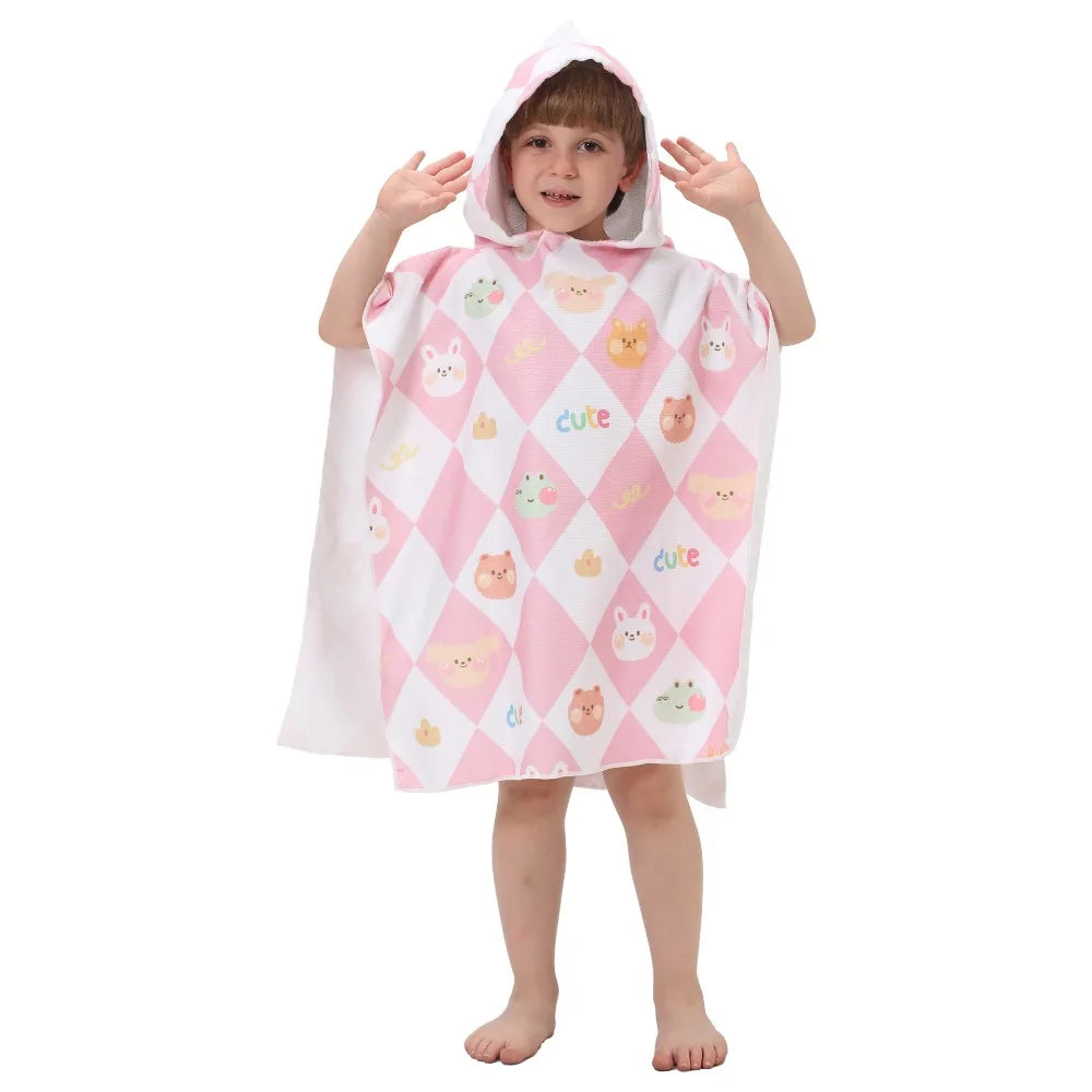 Children's Bath Beach Towel Poncho with Hood