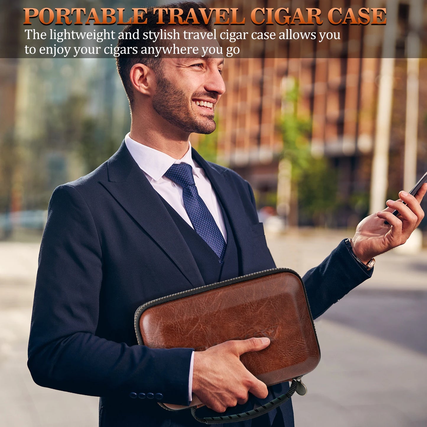 Travel Cigar Humidor Portable with 4 Cigar Tube,