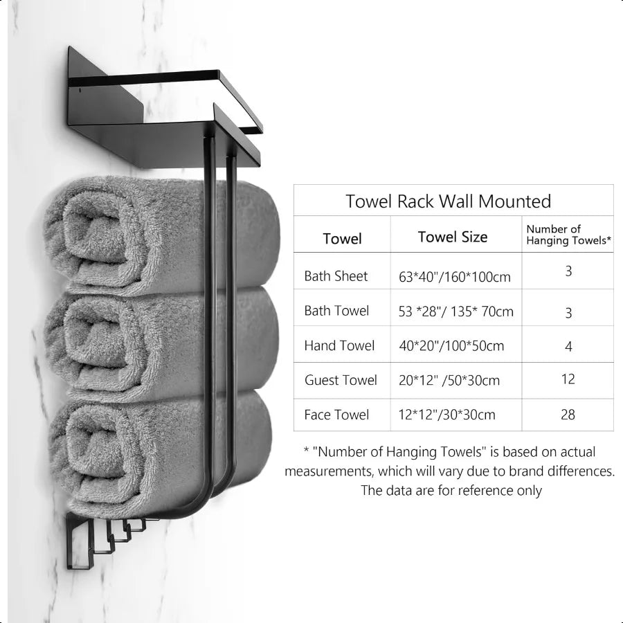 Towel Racks for Bathroom Towel Rack Wall Mounted with Metal Shelf