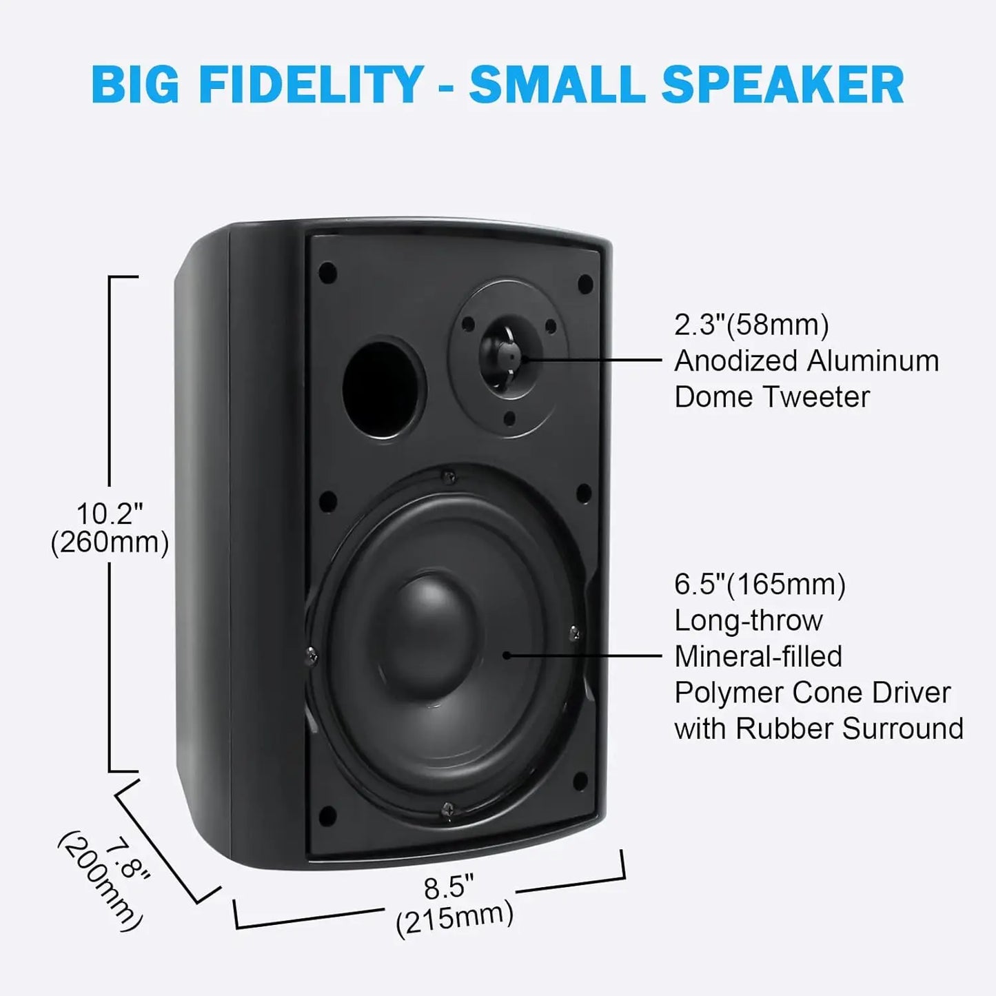 6.5'' 400W Indoor Outdoor Speakers Wired Waterproof Passive With Powerful Bass
