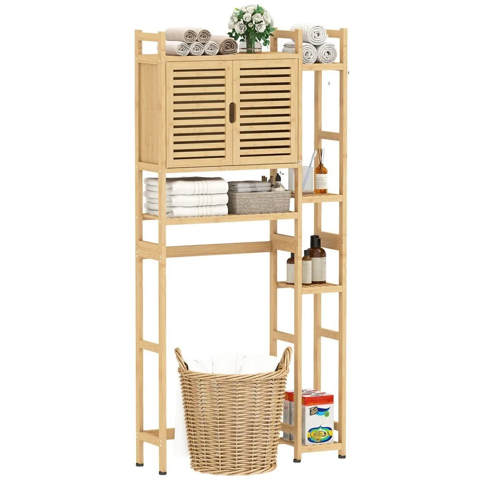 Bamboo Over The Toilet Bathroom Cabinet Storage Rack