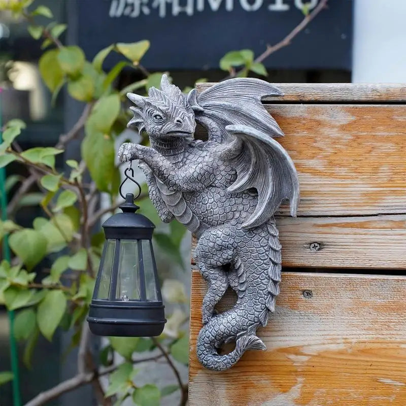 Dragon Figurines Solar Light Resin Garden Statues