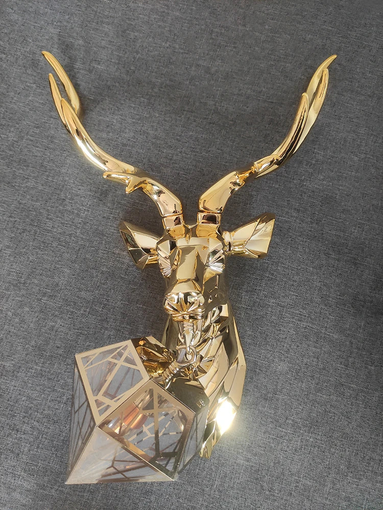 Dropshipping Retro Antler Wall Lamp Nordic Deer Head Resin Wall Lamp