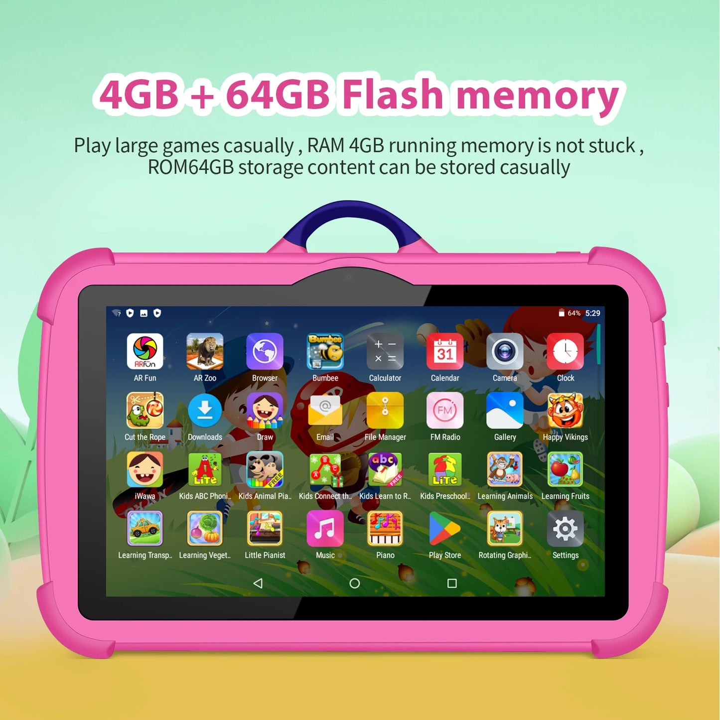 New Cartoon Pattern Kids Tablet 7 Inch Quad Core