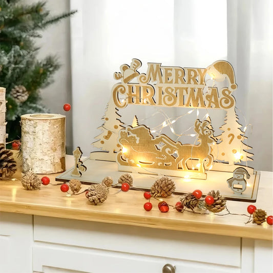 Christmas LED Wooden Wallet Ornament