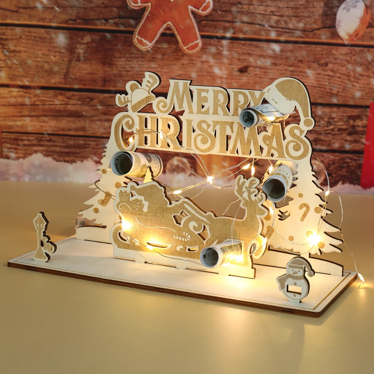 Christmas LED Wooden Wallet Ornament