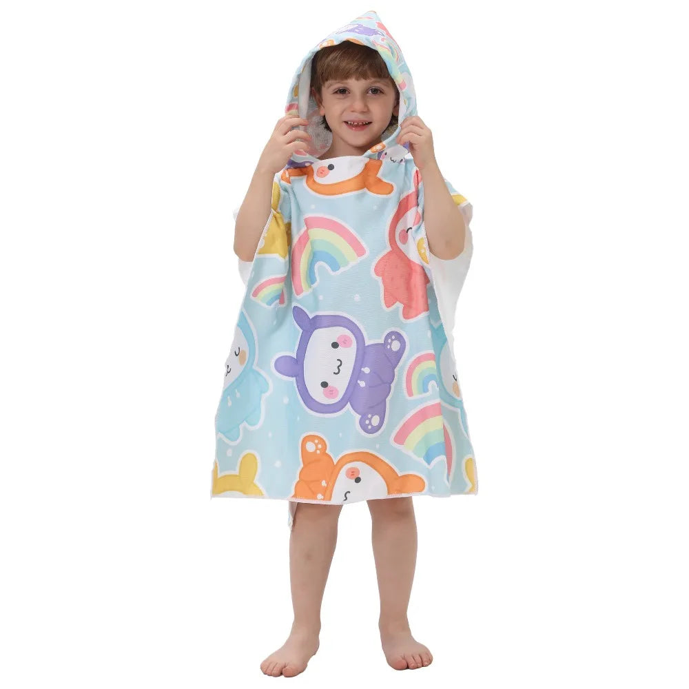 Children's Bath Beach Towel Poncho with Hood