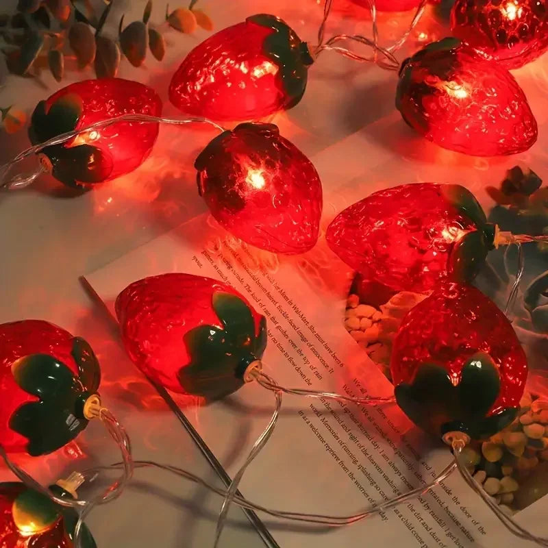 10/20/30/40 LED Strawberry Fairy Lights Battery Operated Fruit String Lights