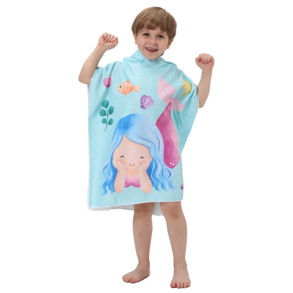 Children's Bath Beach Towel Poncho with Hood