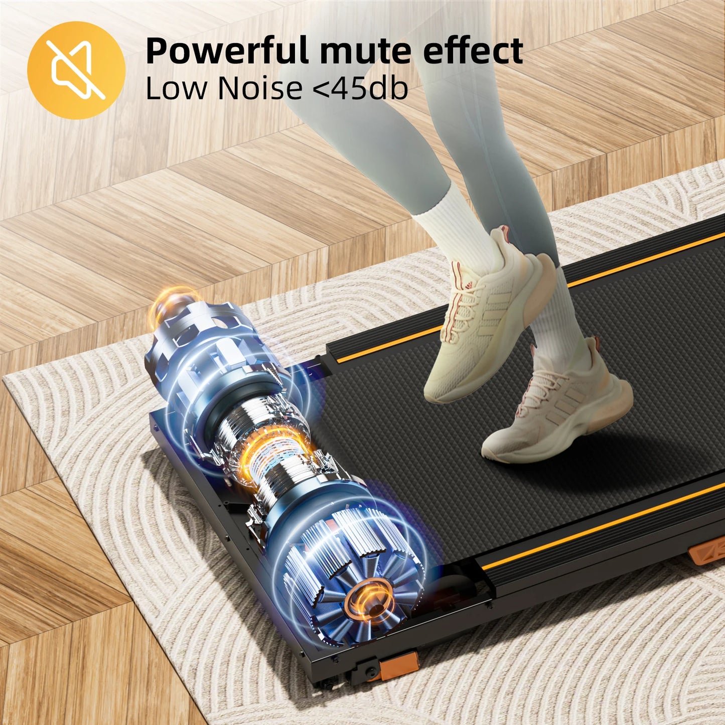 Under Desk Treadmill, Incline Walking Pad Treadmill 330lbs