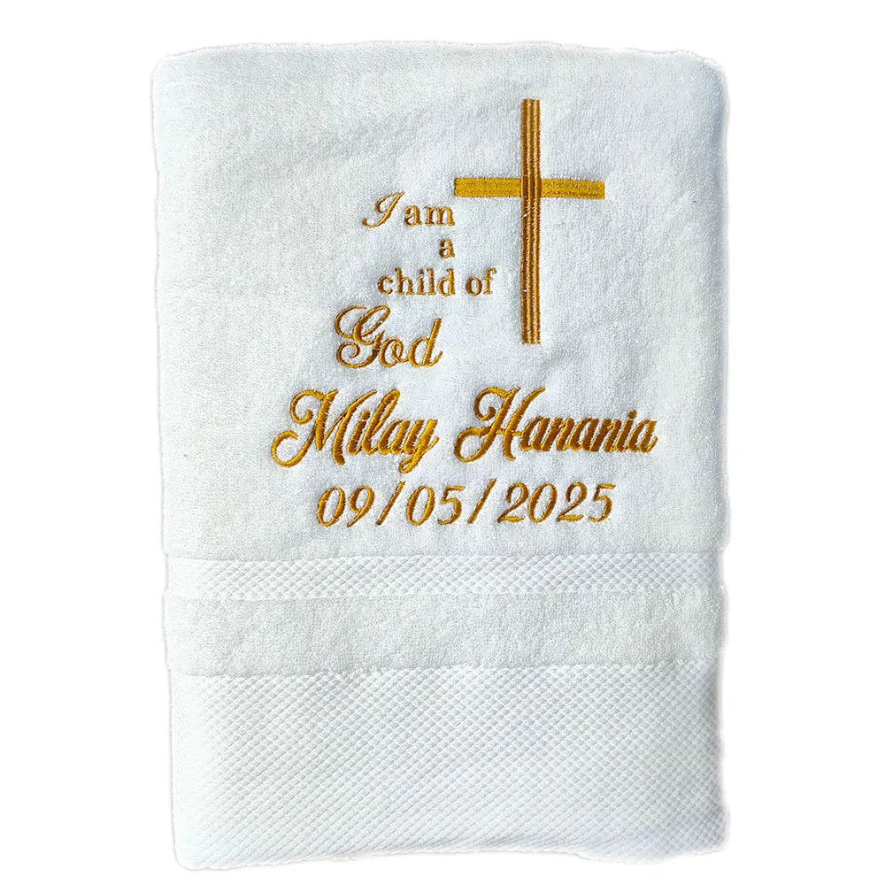 Customized Baptism Towel 70x140cm Bath Towels for Baby