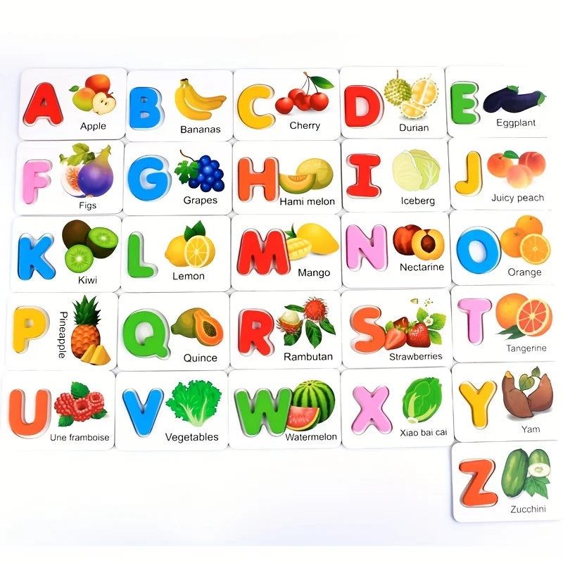Montessori, Wooden Alphabet Cards, Children's Early Education