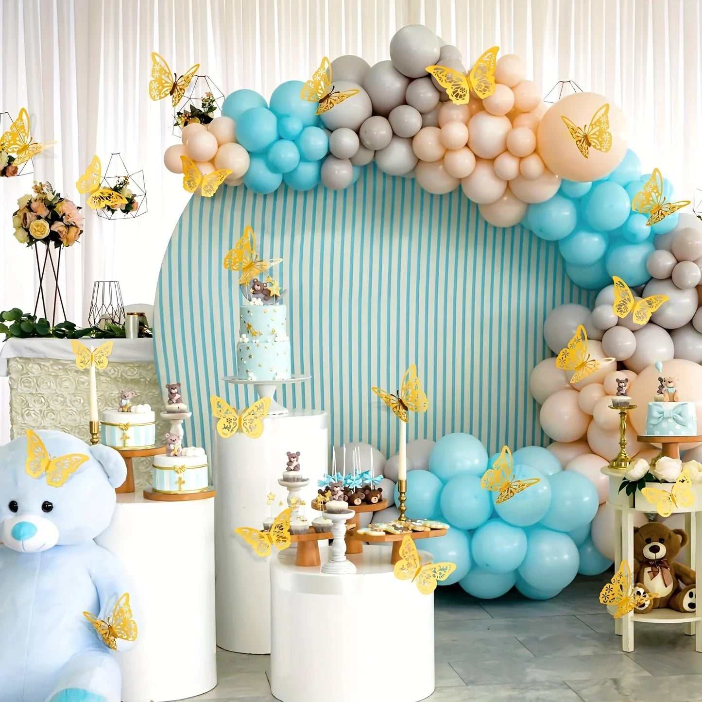 60pcs Golden 3D Butterfly Decoration Set 3 Sizes Butterfly Wall Decoration