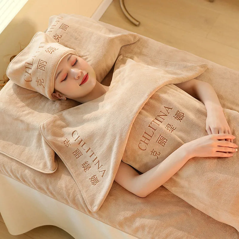 5pcs SPA Dedicated Towels Thickened Beauty Logo Bath Hair Towel