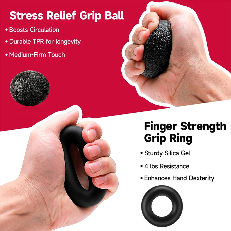 Adjustable Hand Gripper Kit (5-in-1) - Forearm & Finger Exercise,