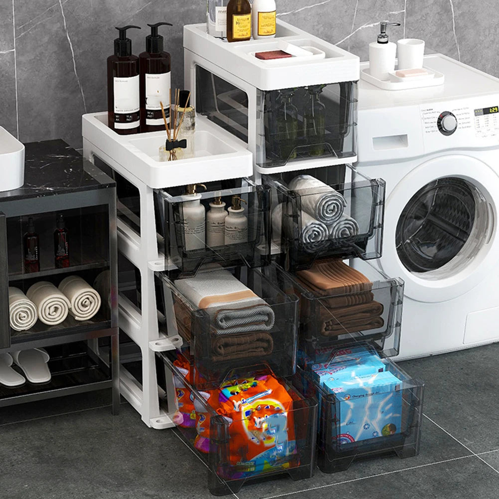 4/5 Tier Bathroom Storage Cabinet Installation-Free Toilet Drawer Closestool Crevice Rack Corner  Kitchen Organizer Rack Shelves
