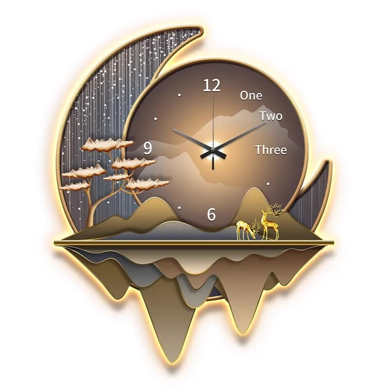Light luxury restaurant decoration painting creative clock wall lamp