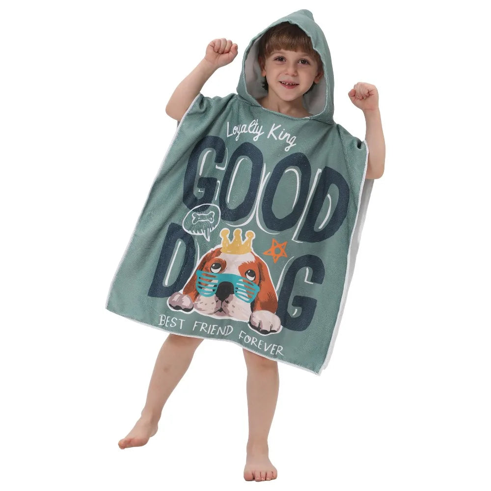 Children's Bath Beach Towel Poncho with Hood