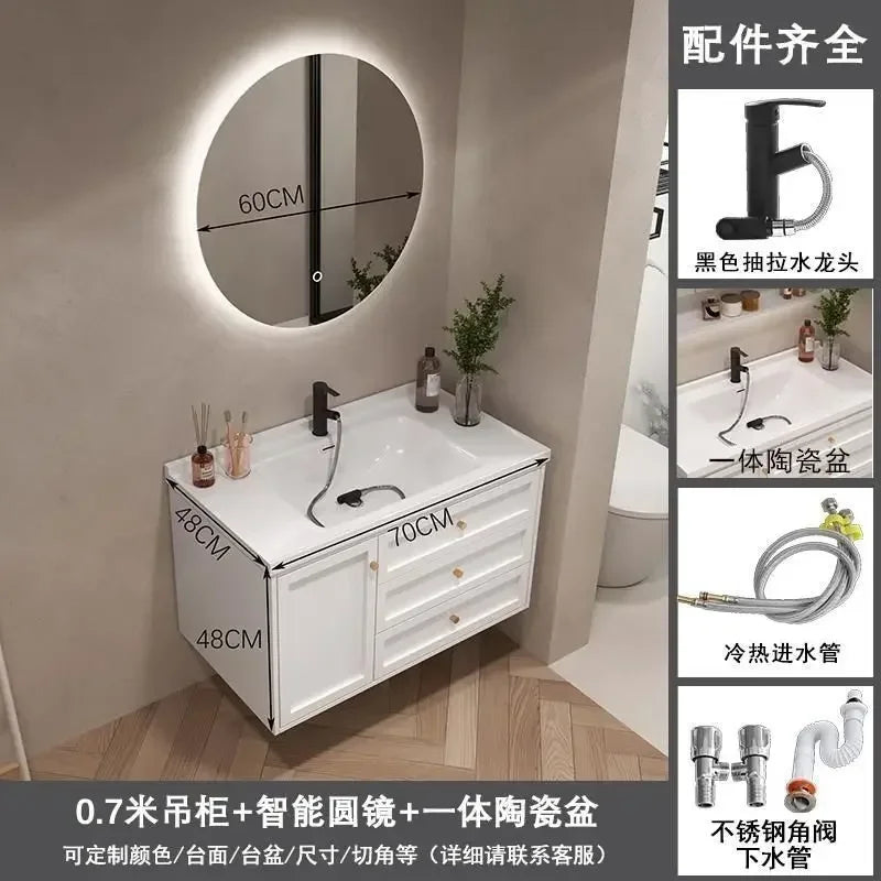 French Bathroom Cabinet With Ceramic Sink Combination Integrated Washbasin