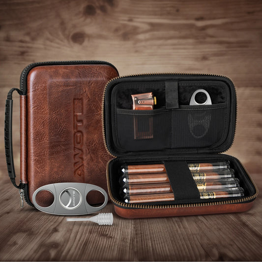Travel Cigar Humidor Portable with 4 Cigar Tube,