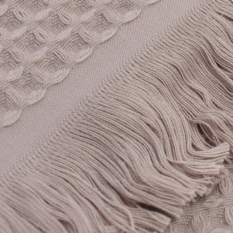 Waffle Honeycomb Tassel Shawl Scarf Bath Towel