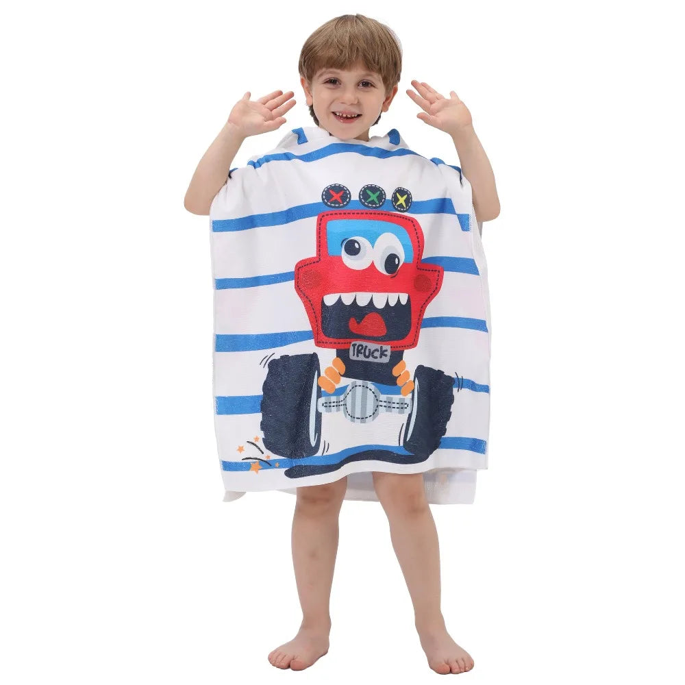 Children's Bath Beach Towel Poncho with Hood
