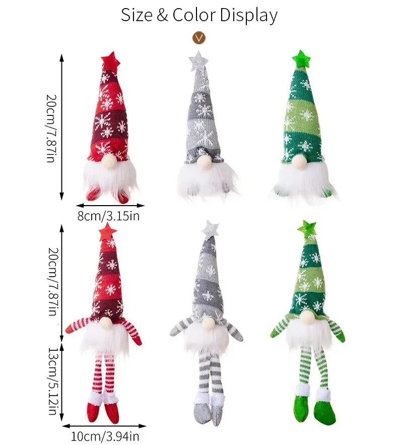 Christmas Faceless Doll Gnome Ornaments LED Light Plush Knitting Crafts