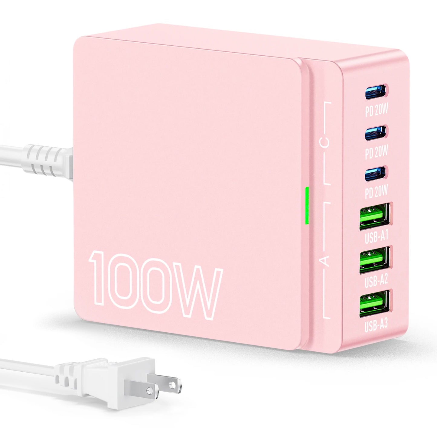 100W 6-Port GaN Quick Charge Hub - PD 3.0 Type C and USB
