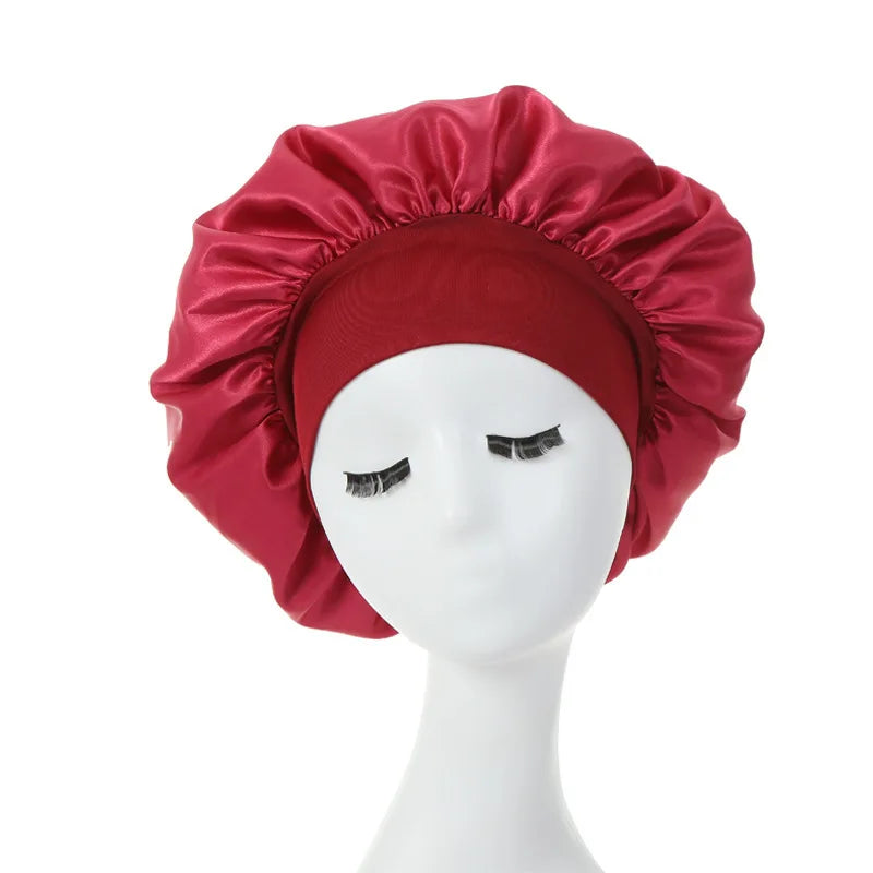 Women Night Sleep Hair Caps Silky Bonnet