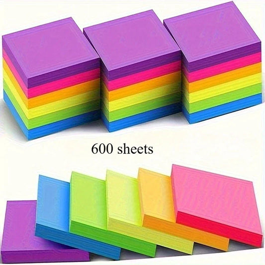 600sheets Self-Adhesive Sticky Notes Set - Colorful notebook,