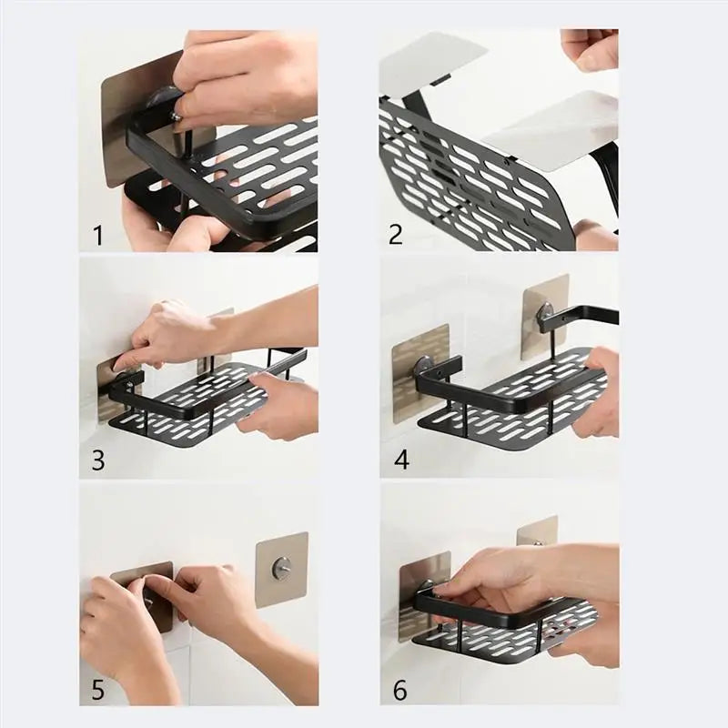 Bathroom Shelf No-drill Wall Mounted Shelves Shampoo Storage Rack Holder