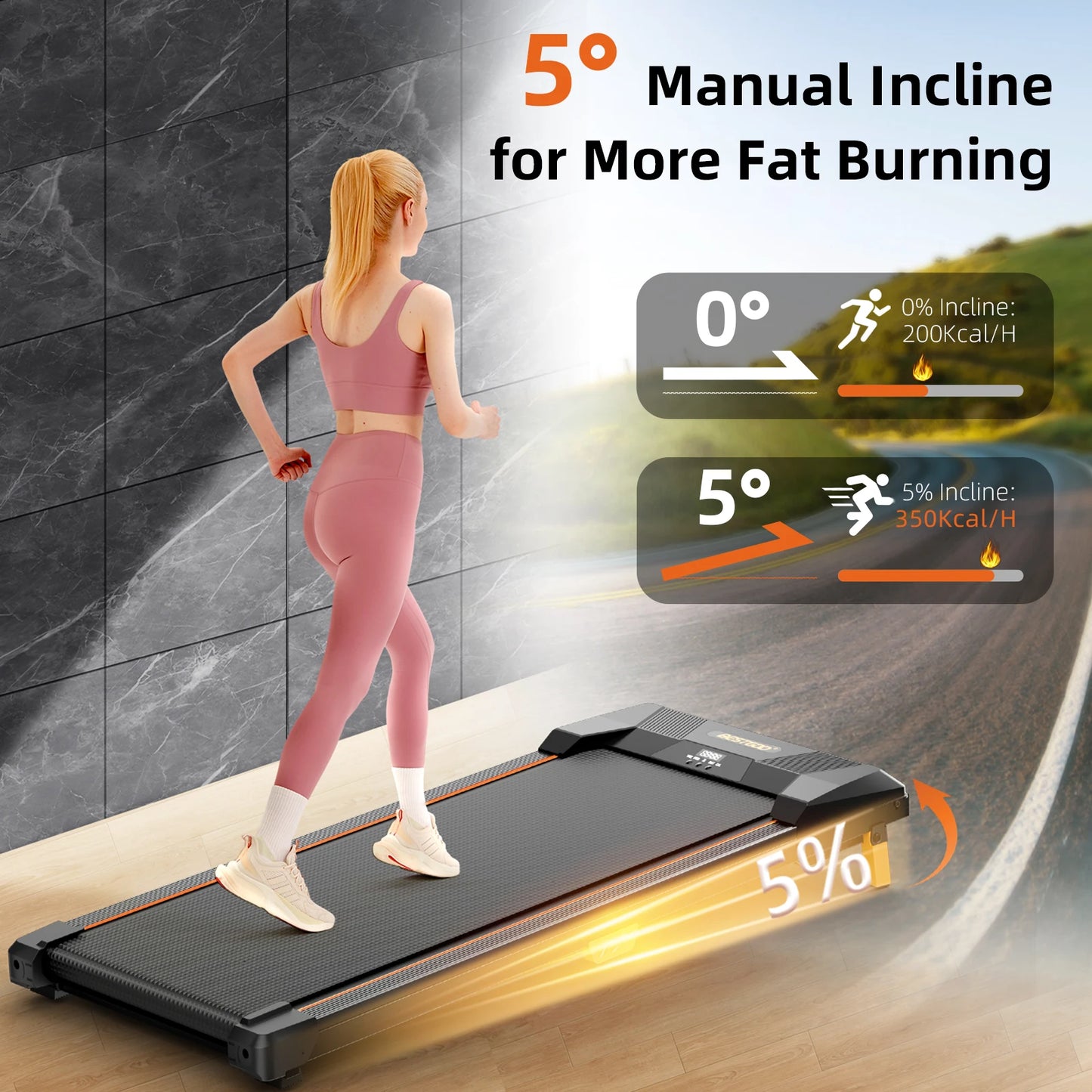 Under Desk Treadmill, Incline Walking Pad Treadmill 330lbs