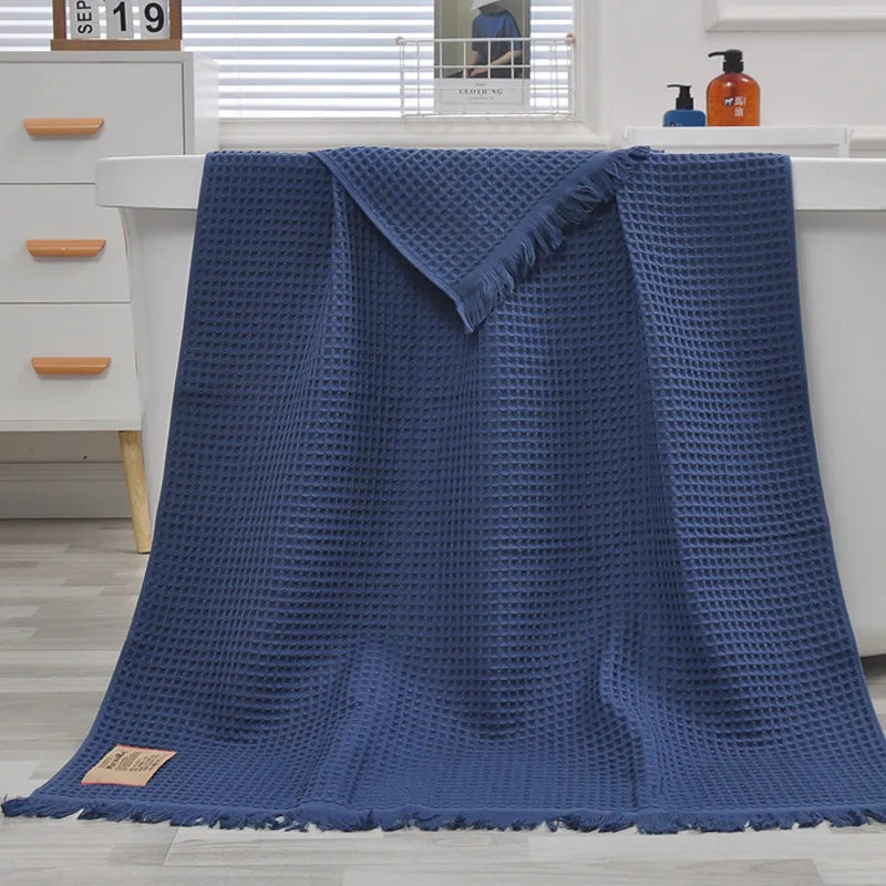 Waffle Honeycomb Tassel Shawl Scarf Bath Towel