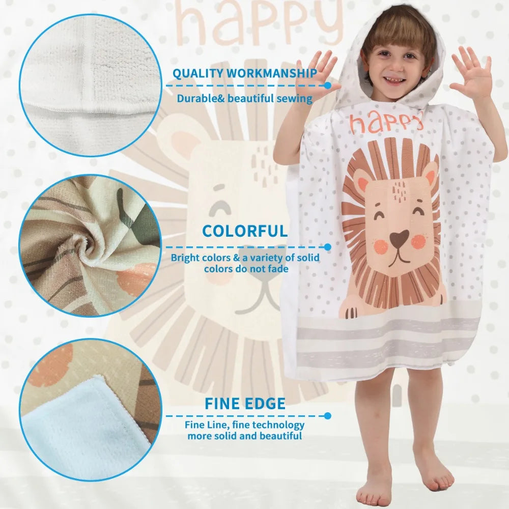 Children's Bath Beach Towel Poncho with Hood