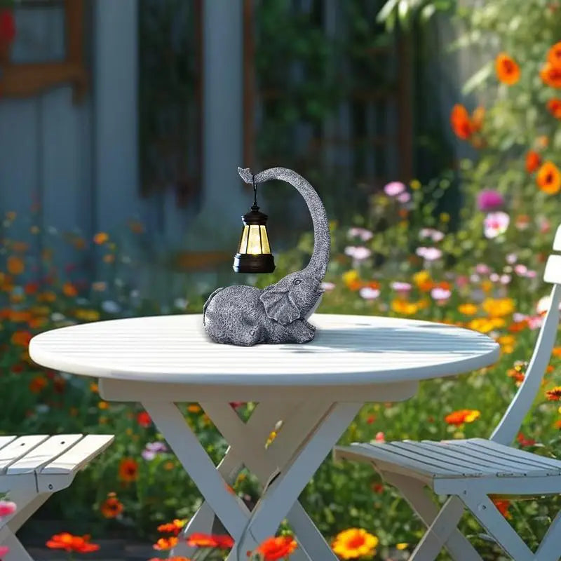 Elephant Solar Light Sculpture for Garden/Yard Decoration