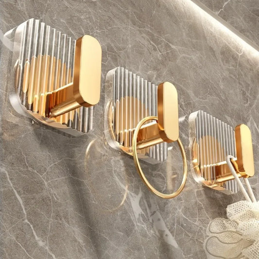 Heavy - Duty Luxury Gold Square Adhesive Hook