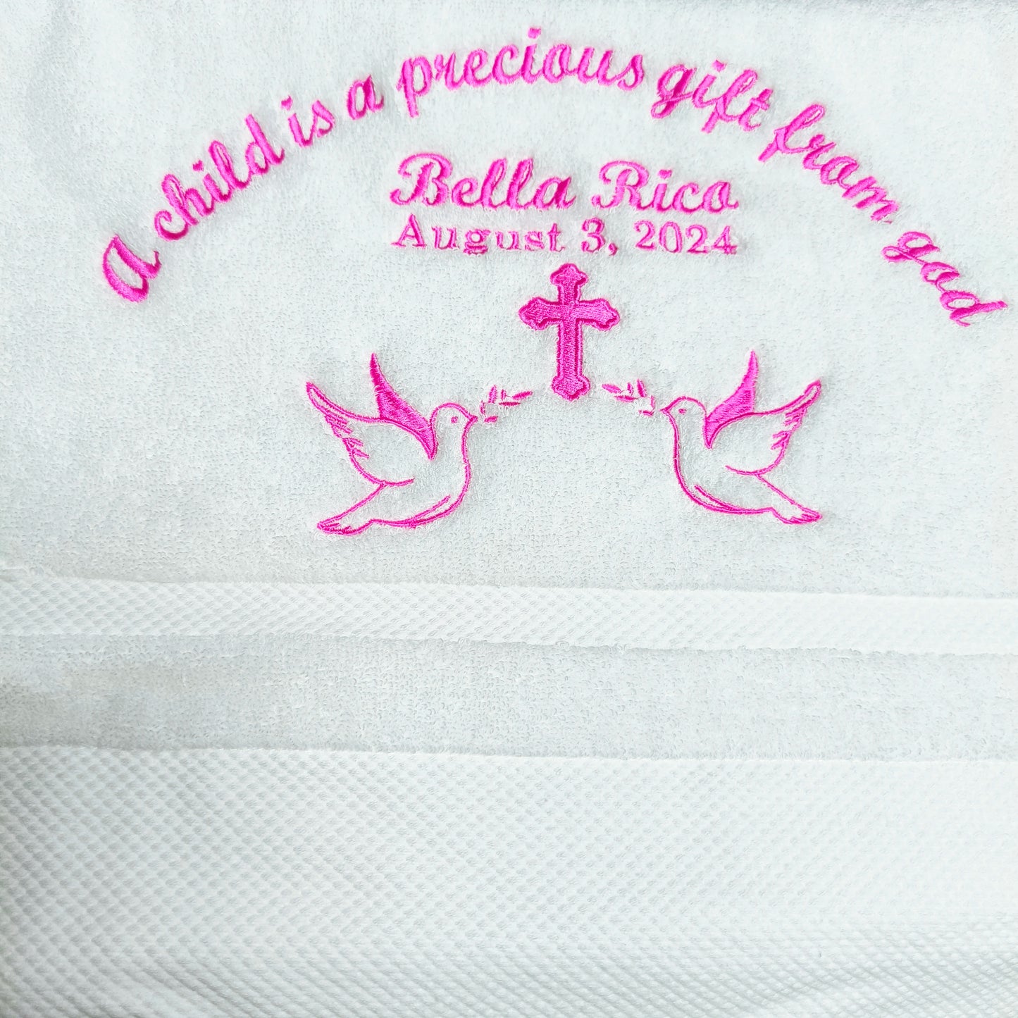 Customized Baptism Towel 70x140cm Bath Towels for Baby