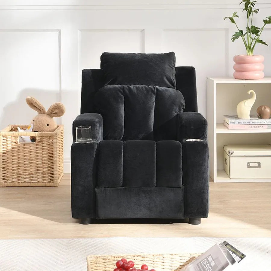 Recliner Chair; Upholstered Couch with Two Cup Holder;