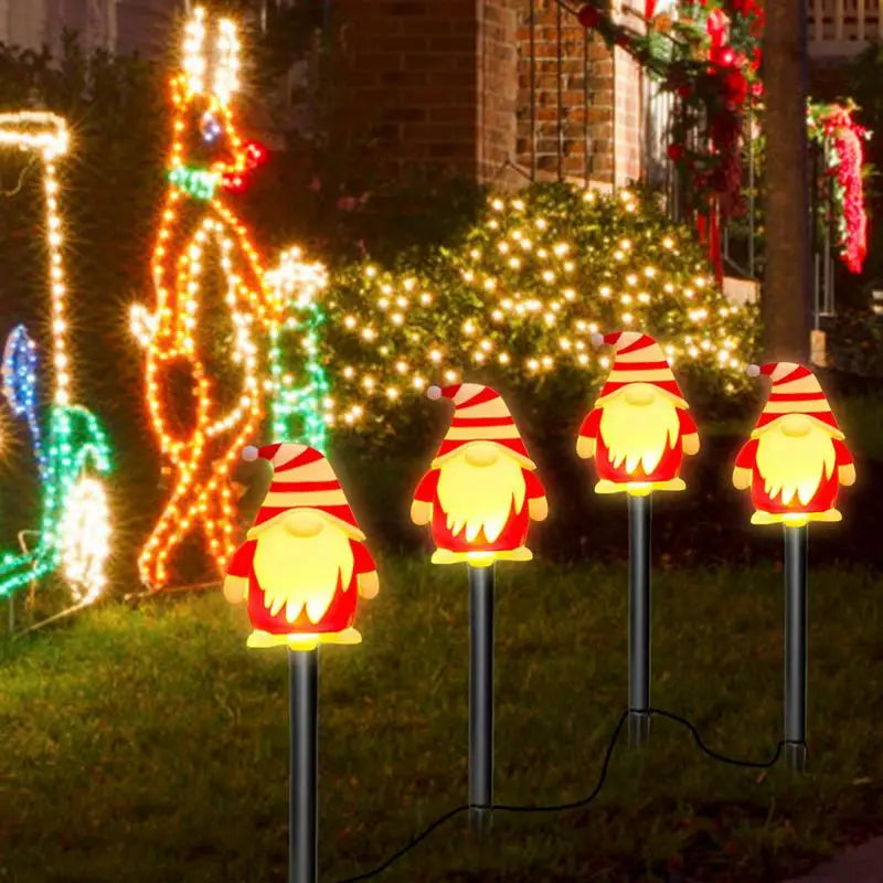 Gnomes Lighted Garden Stakes Christmas Gnomes