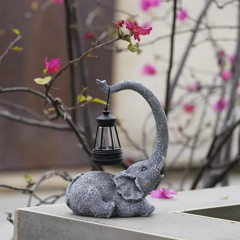 Elephant Solar Light Sculpture for Garden/Yard Decoration