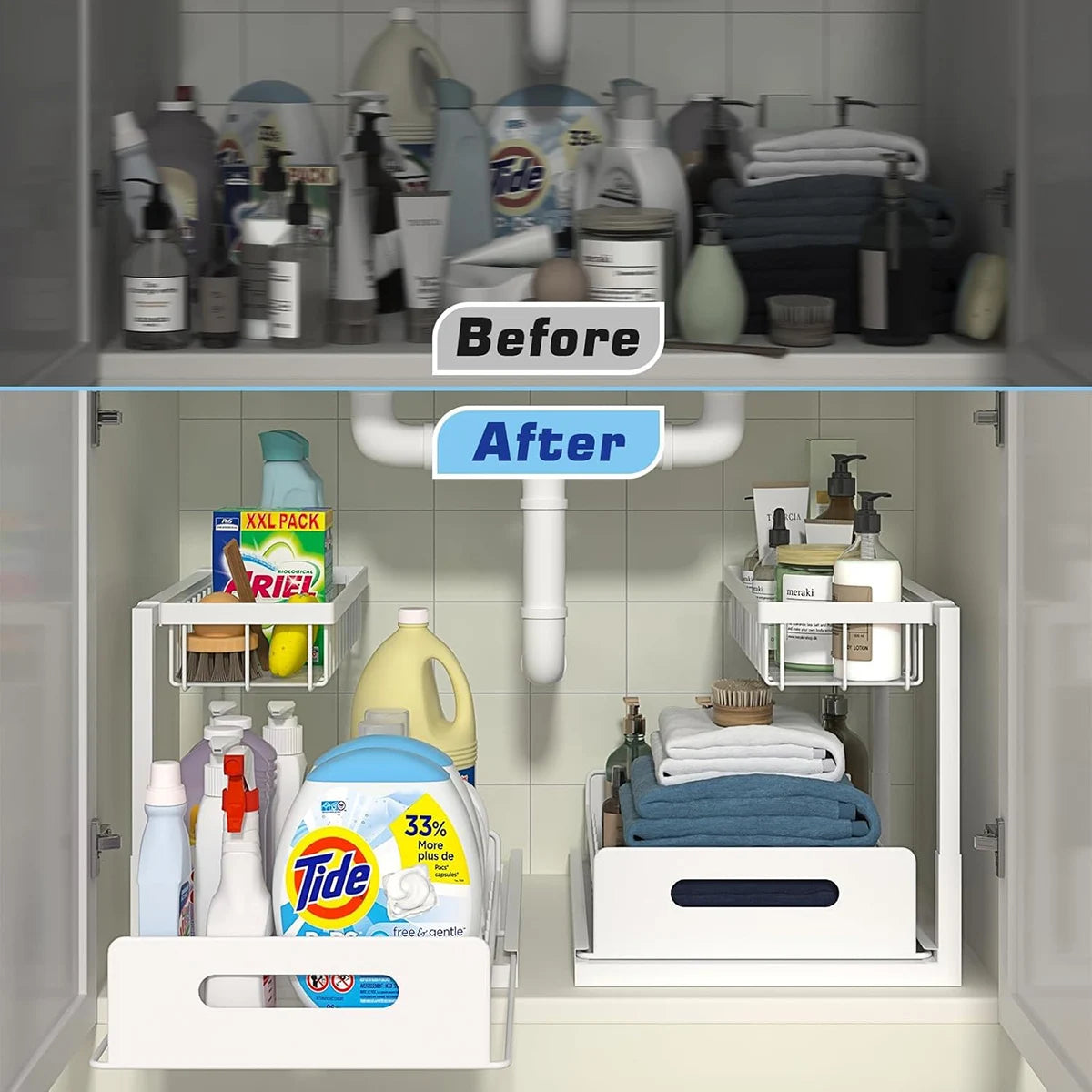 Under Sink Organizer and Storage, 2 Pack Pull Out Cabinet