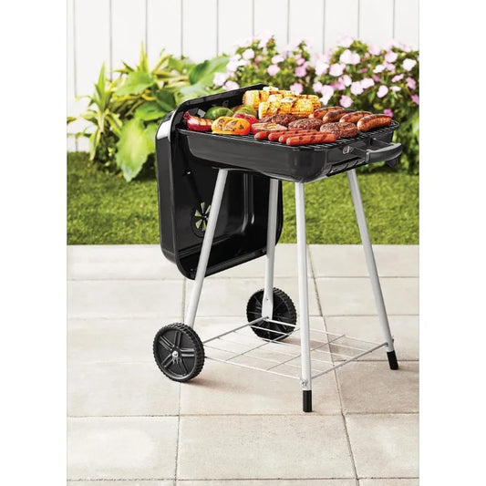 17.5" Square Steel Charcoal Grill on Wheels,