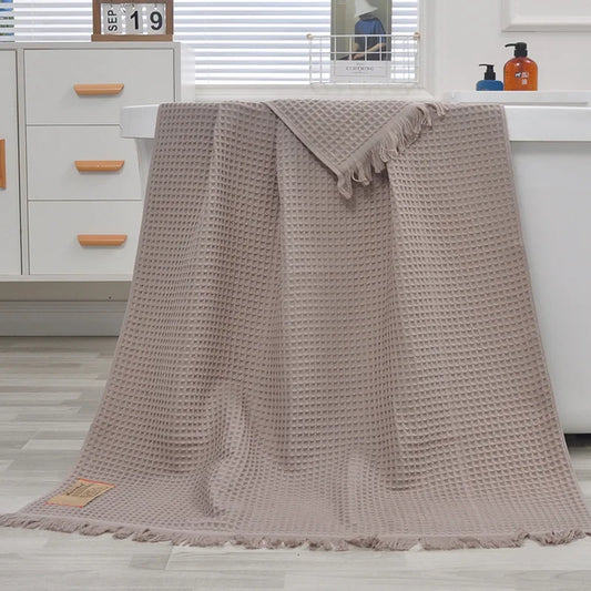 Waffle Honeycomb Tassel Shawl Scarf Bath Towel