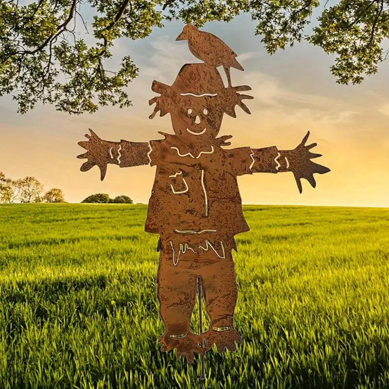 Scarecrow Rusty Garden Stake Retro Patio Lawn Scarecrow Sign