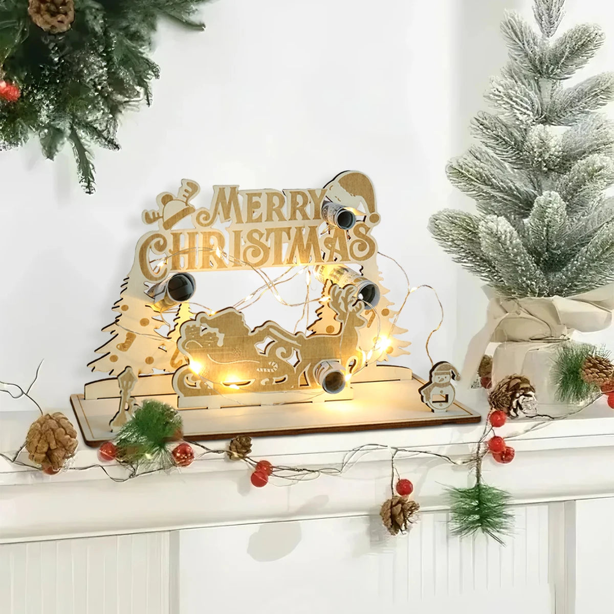 Christmas LED Wooden Wallet Ornament