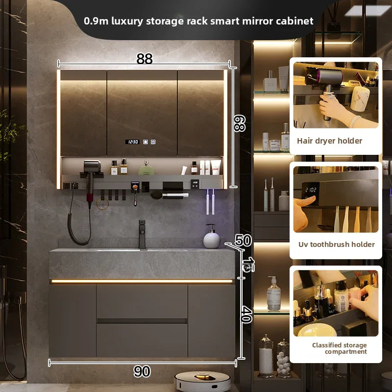 Bathroom Cabinet with Rock Plate Integrated Basin Bathroom Vanity