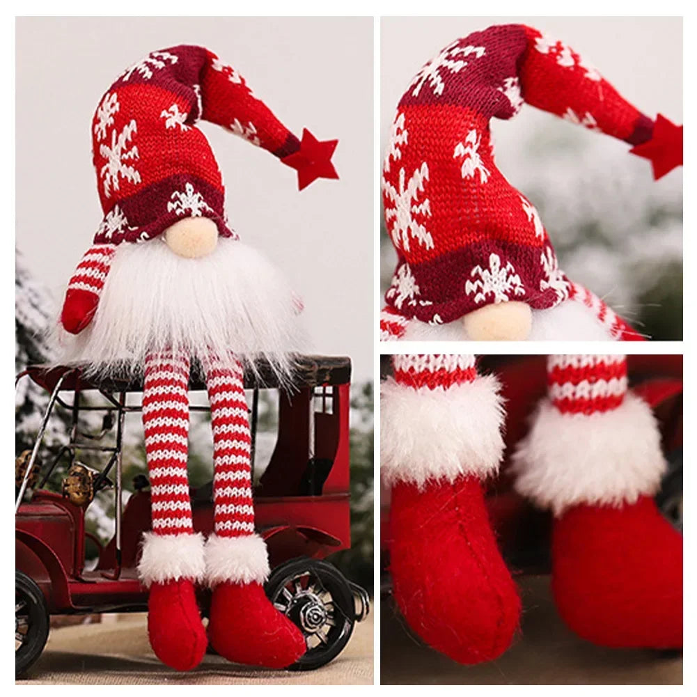 Christmas Faceless Doll Gnome Ornaments LED Light Plush Knitting Crafts