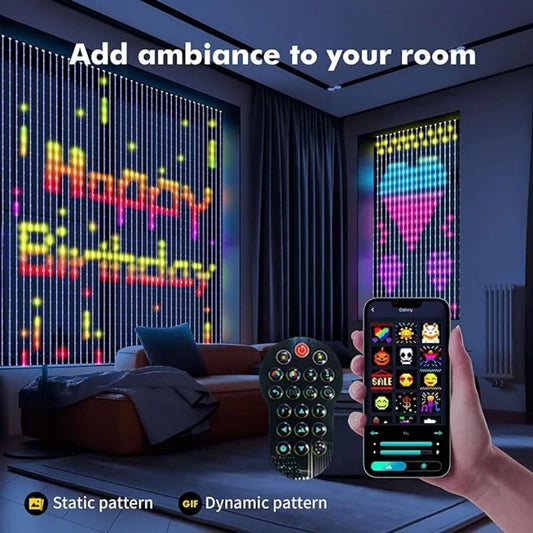 Smart LED Curtain Light APP Control RGB Dimmable DIY Pattern Music