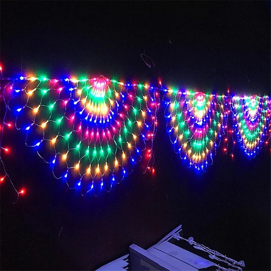 EU/US Plug 3M 300LEDS Peacock Screen String Lights Outdoor