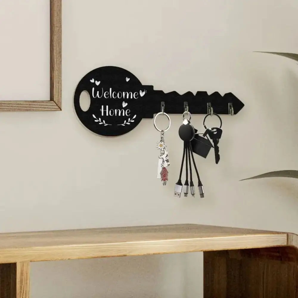 1 Piece Bohemian Style Country Wooden Key Stand with Shelf and Hook -